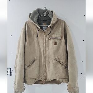 Vintage Y2K j141 BRN brown Carhartt work wear jacket Worn Thrashed